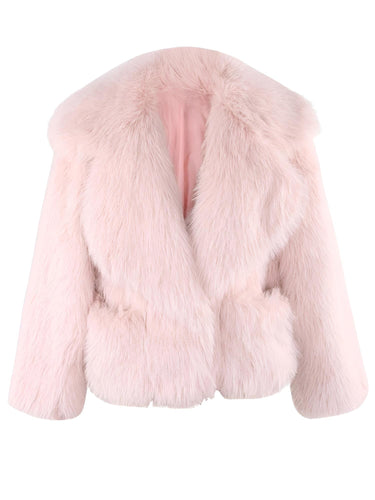 Women's Short Pink Faux Fur Coat With Big Collar and Pockets Fluffy Jacket For Women, Drestiny, pink faux fur jacket women short, short pink faux fur coat for winter, affordable pink faux fur coat short, women's short pink faux fur coat UK, pink faux fur jacket short winter, Coats, Long Sleeves, United States, USA, Canada, Australia, New Zealand, United Kingdom, XS, S, M, L, Pink, Sky Blue, White, Black, shopdrestiny.com